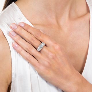3.15 Carat Three-Stone Diamond Art Deco Platinum Ring