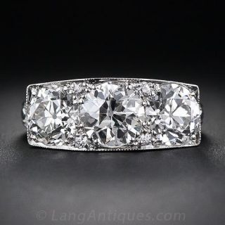 3.27 Carat Total Weight Art Deco Three-Stone Diamond Ring
