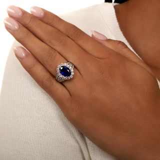 3.28 Carat No-Heat Burmese Sapphire and Diamond Ring
