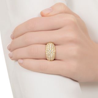 3.32 Carat Total Weight Yellow Diamond Five-Row Dome Ring