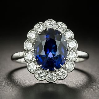 3.36 Carat Ceylon Sapphire and Diamond Ring - GIA - 2