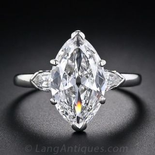 3.39 Carat GIA E - Internally Flawless Antique Marquise Diamond Ring - 1