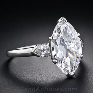 3.39 Carat Antique Marquise Diamond Ring - GIA E Internally Flawless 