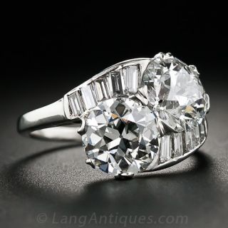 3.41 Carat Twin Diamond Ring in Platinum