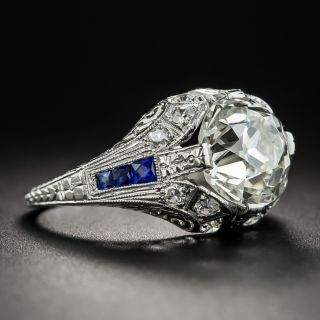 Art Deco 3.46 Carat European-Cut Diamond Ring - GIA L VS1
