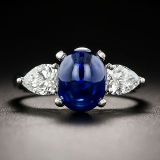 3.47-Carat Cabochon Sapphire and Diamond Ring - 2