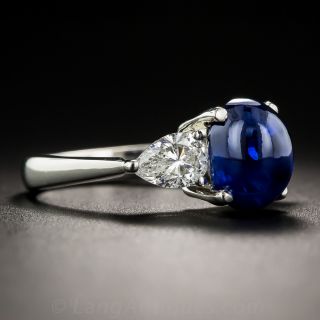 3.47 Carat Cabochon Sapphire and Diamond Ring