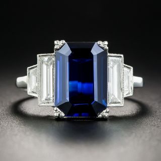 3.58 Carat No-Heat Sapphire Platinum Diamond Ring