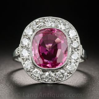 3.85 Carat No Heat Ceylon Pink Sapphire and Diamond Ring