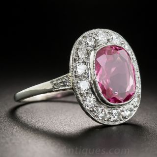3.85 Carat No Heat Ceylon Pink Sapphire and Diamond Ring