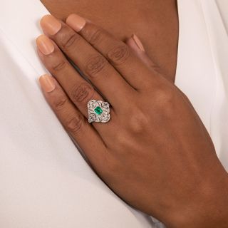 Art Deco Style .41 Carat Emerald and Diamond Ring