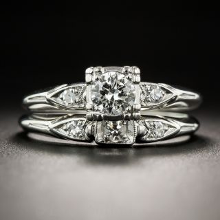 .34 Carat Platinum and Diamond Vintage Wedding Set 