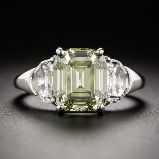 4.04 Carat Fancy Grayish Yellowish Green Diamond Ring - GIA  - 2