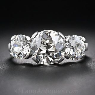 4.35 Carat Total Weight Vintage Diamond Three-Stone Ring - 2