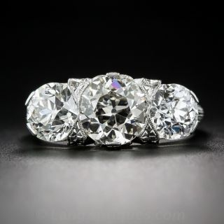 4.65 Carat Total Edwardian Three-Stone Diamond Ring