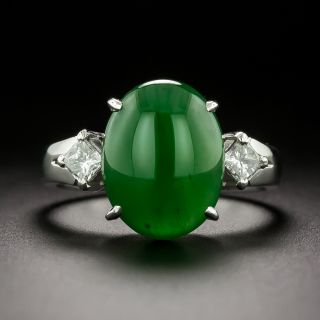 4.87 ct Jadeite Ring with .27tw Side Diamonds - GIA - 2