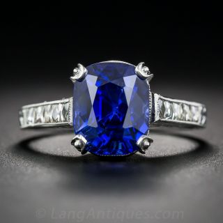 4.90 Carat No-Heat Burma Sapphire and Diamond Ring  - 1