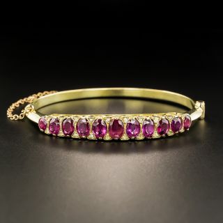 Victorian Ruby and Diamond Bangle Bracelet - 1