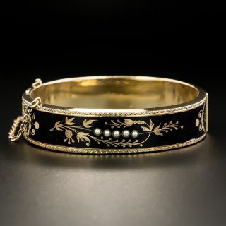Victorian Taille d' Epargne Bangle Bracelet - 1