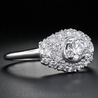 .44 Carat Mid-Century Platinum Diamond Ring