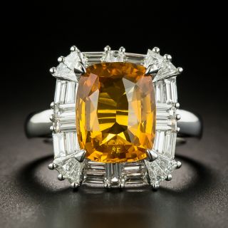 5.33 Carat Orange Sapphire and Diamond Ring - 2