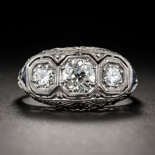 .54 Carat Center Diamond Art Deco Three-Stone Ring