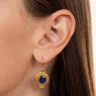 6.17 Carat Total No-Heat Sapphire Drop Earrings