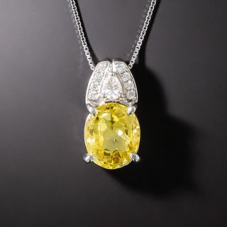 6.27 Carat No-Heat Yellow Sapphire and Diamond Pendant - GIA - 2