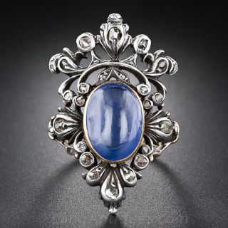 6.75 Carat Antique Sapphire and Diamond Ring