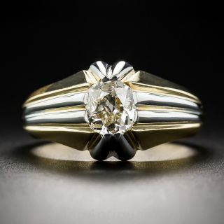 French .65 Carat Diamond Platinum and 18K Art Deco Ring