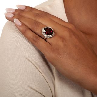 7.95 Carat Garnet and Diamond Halo Ring