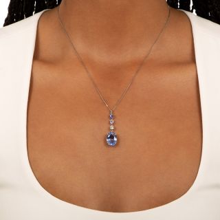7.97 Carat No-Heat Color-Change Ceylon Sapphire and Diamond Pendant - GIA