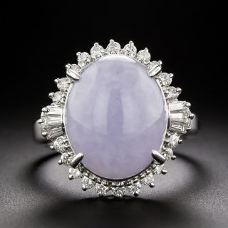 8.83 Carat Oval Lavender Jade and Diamond Halo Ring - 3
