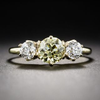 .81 Carat Fancy Yellow Diamond Three Stone Ring
