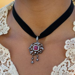 Victorian Garnet and Diamond Necklace