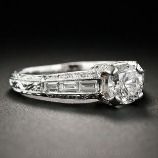 .90 Carat Platinum and Diamond Engagement Ring