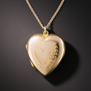 9K English Rose Gold Heart Locket - 1