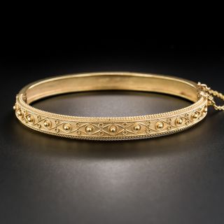 9K English Victorian Etruscan Revival Bangle Bracelet