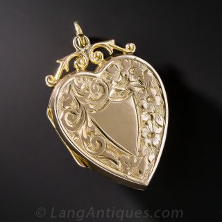 9K Engraved Heart Locket