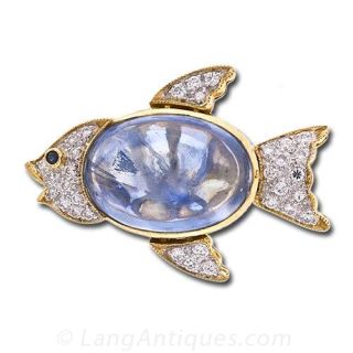 Adorable Sapphire Fish Pendant/Brooch - 2