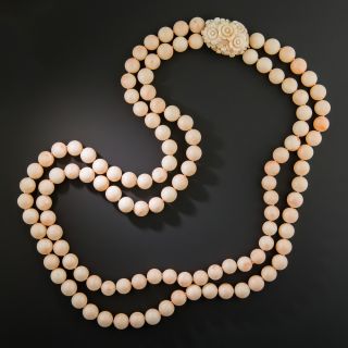 Angel Skin Coral Double Strand Necklace - 2