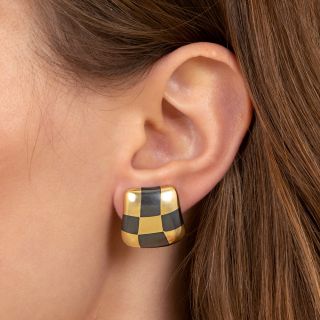 Angela Cummings Checkerboard Hematite Clip Earrings
