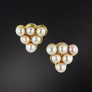Angela Cummings Pink Pearl Triangle Cluster Clip Earrings - 2