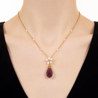 Antique Amethyst and Freshwater Pearl Necklace