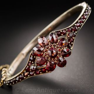 Antique Bohemian Garnet Bangle Bracelet