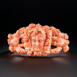Antique Carved Coral Dionysus Bracelet - 2