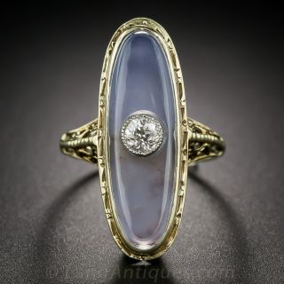 Antique Chalcedony and Diamond Dinner Ring 