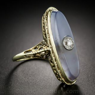 Antique Chalcedony and Diamond Dinner Ring 