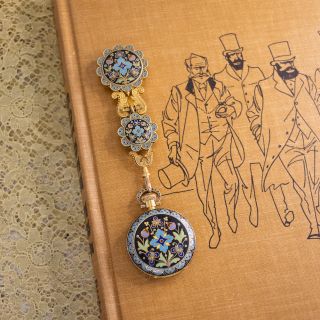 Antique Cloisonné Enamel Pocket Watch and Chatelaine 