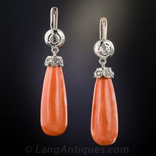 Antique Coral Drop Earrings - 1